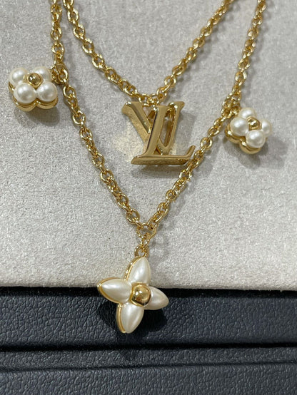 [CiCi]FLOWERGRAM GOLD MOP DOUBLE ROW NECKLACE