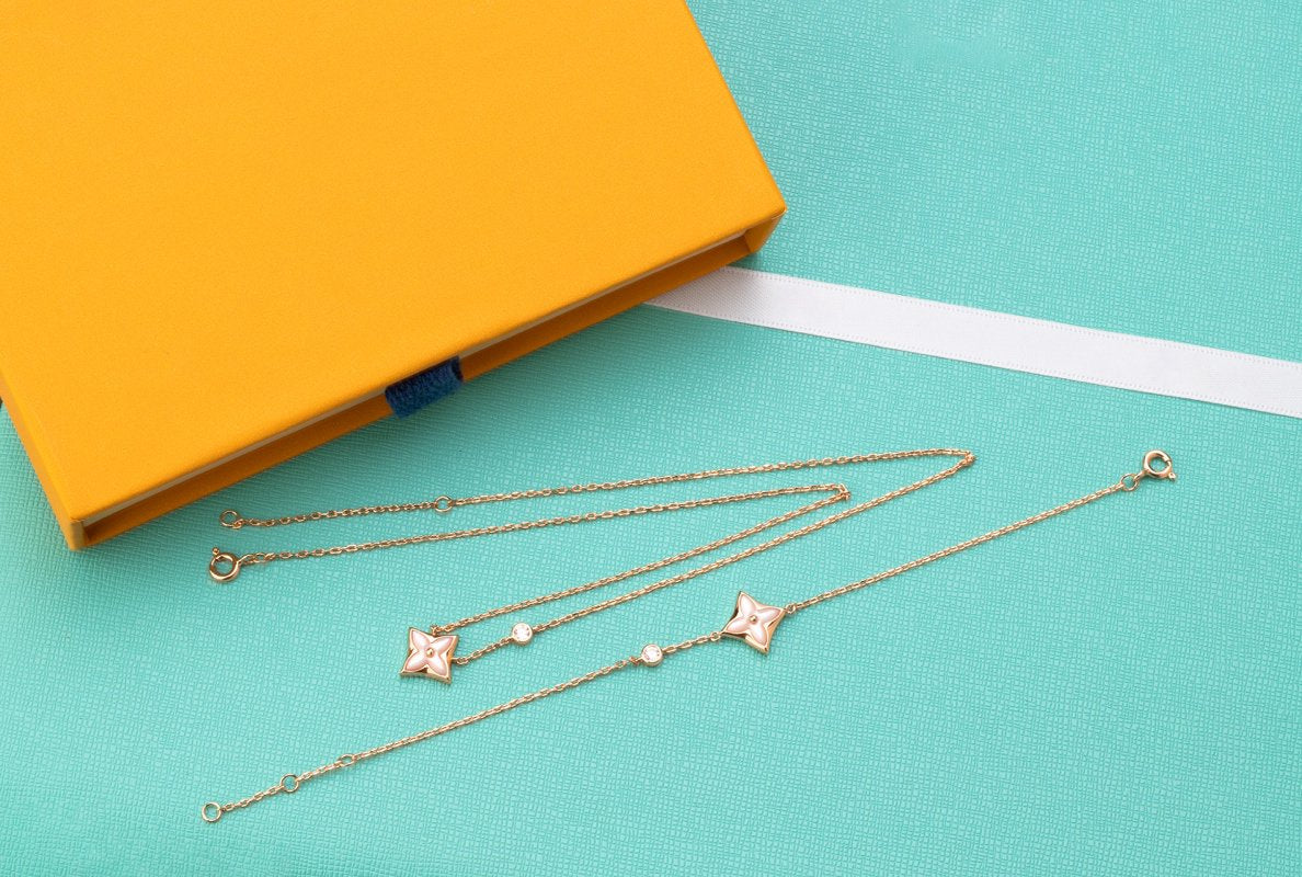 [CiCi]STAR PINK MOP 1 DIAMOND PINK GOLD NECKLACE