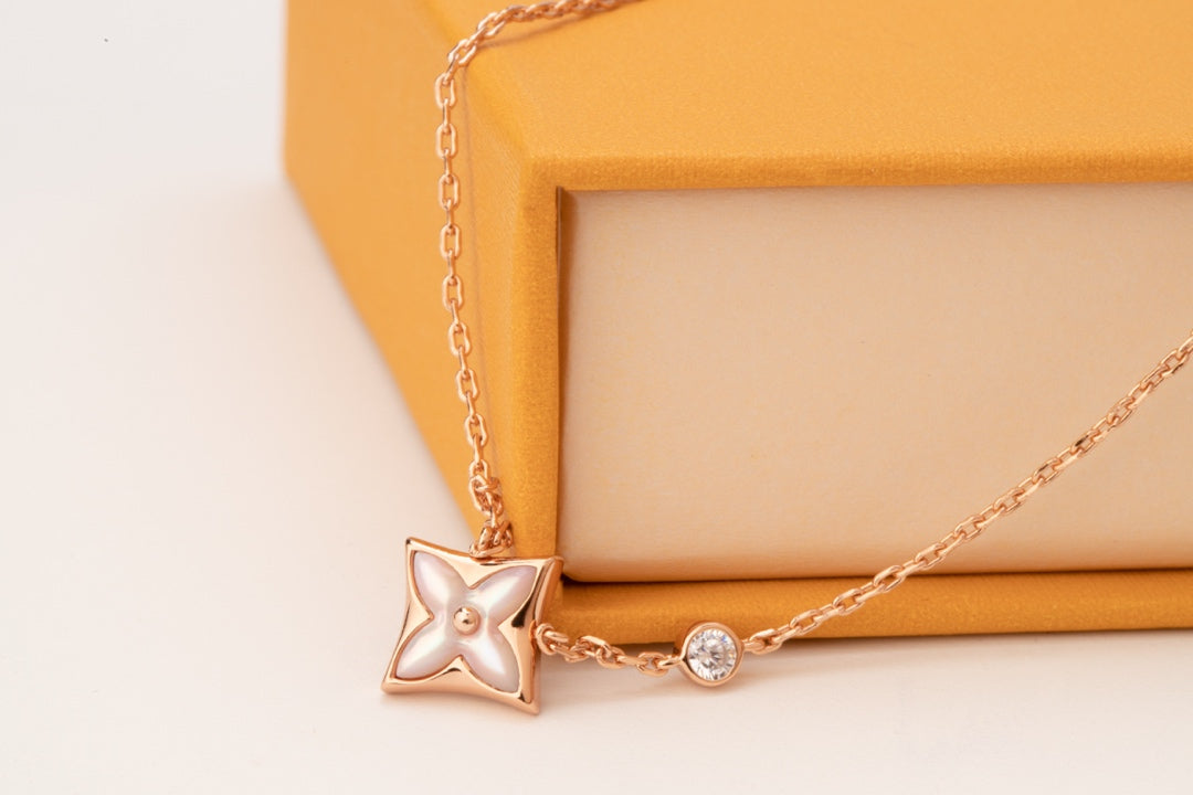 [CiCi]STAR PINK MOP 1 DIAMOND PINK GOLD NECKLACE