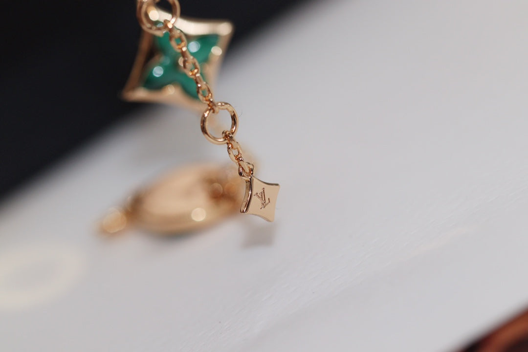 [CiCi]STAR AND SUN 4 MOTIF PINK GOLD MALACHITE BRACELET