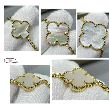 [CiCi]CLOVER 16 MOTIF WHITE MOP GOLD NECKLACE