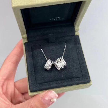 [CiCi]PERLEE DOUBLE PENDANT SILVER DIAMOND NECKLACE