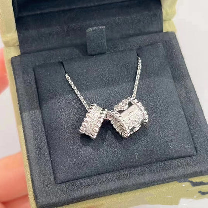 [CiCi]PERLEE DOUBLE PENDANT SILVER DIAMOND NECKLACE