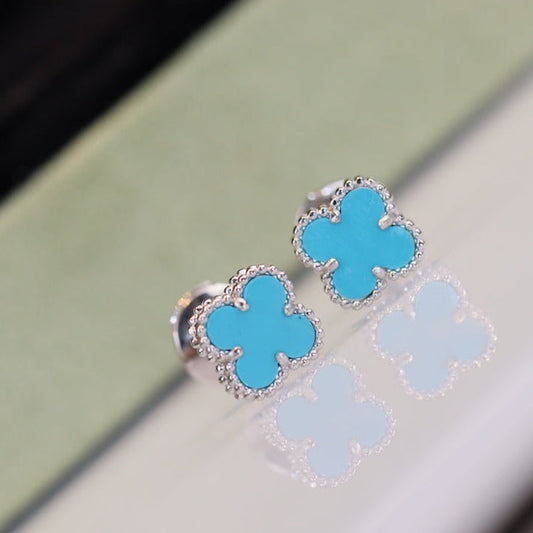 [CiCi]CLOVER MINI TURQUOISE SILVER STUD EARRINGS