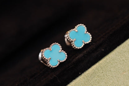 [CiCi]CLOVER MINI TURQUOISE SILVER STUD EARRINGS