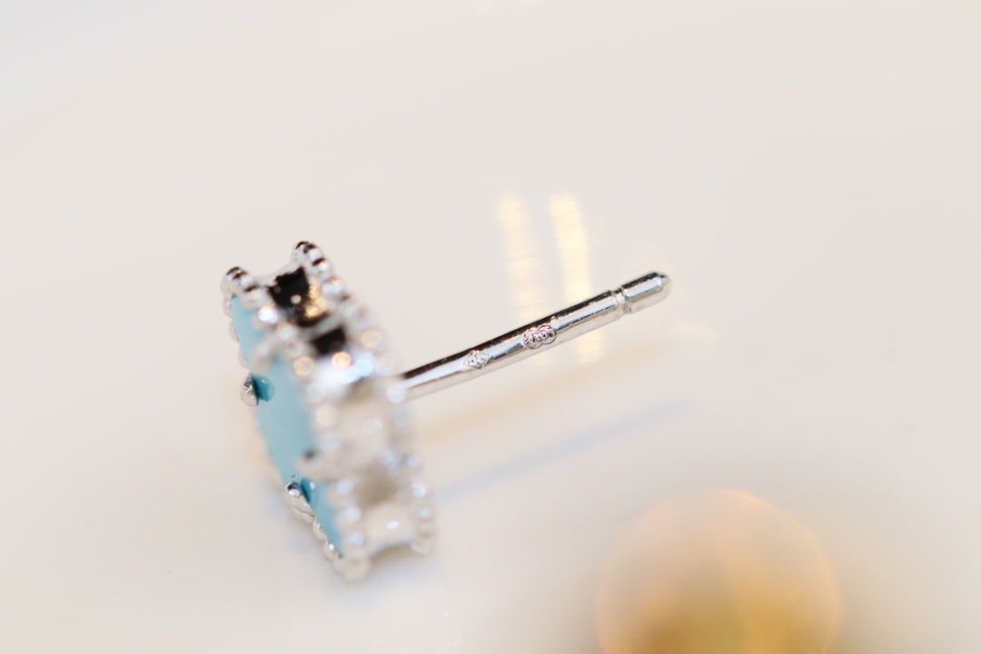 [CiCi]CLOVER MINI TURQUOISE SILVER STUD EARRINGS