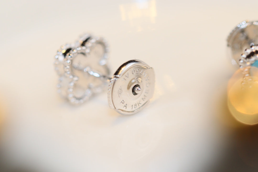 [CiCi]CLOVER MINI TURQUOISE SILVER STUD EARRINGS