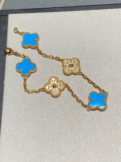 [CiCi] CLOVER 5 MOTIF BLUE AGATE BRACELET COLLECTION