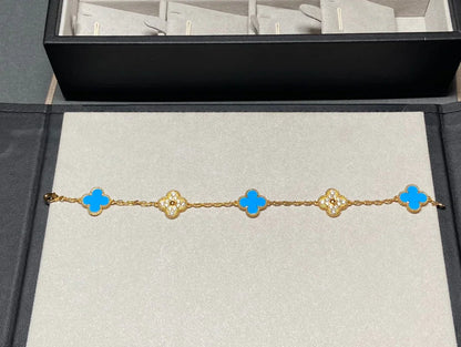 [CiCi] CLOVER 5 MOTIF BLUE AGATE BRACELET COLLECTION