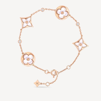 [CiCi]STAR AND SUN 4 MOTIF WHITE MOP PINK GOLD BRACELET
