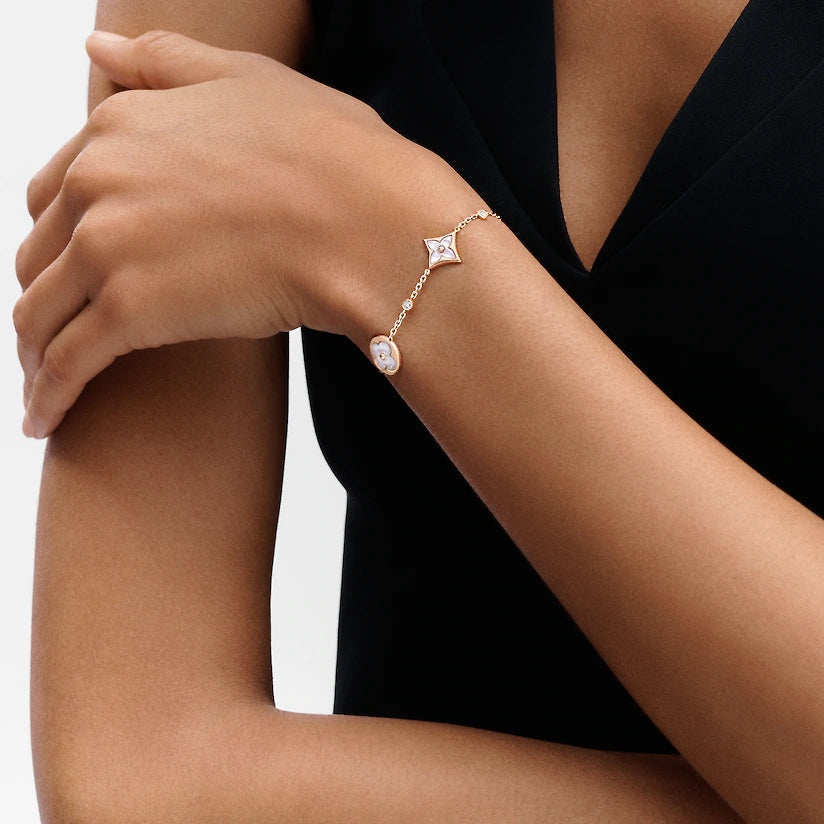 [CiCi]STAR AND SUN 4 MOTIF WHITE MOP PINK GOLD BRACELET