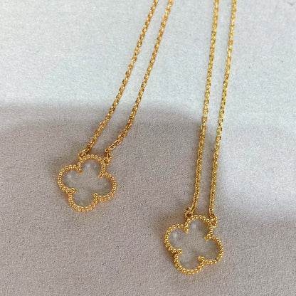 [CiCi]CLOVER ROCK CRYSTAL ROSE GOLD NECKLACE