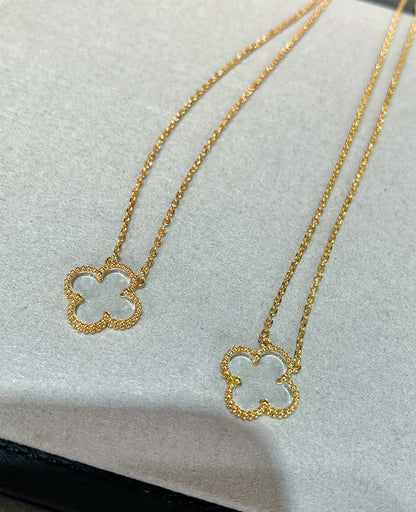 [CiCi]CLOVER ROCK CRYSTAL ROSE GOLD NECKLACE