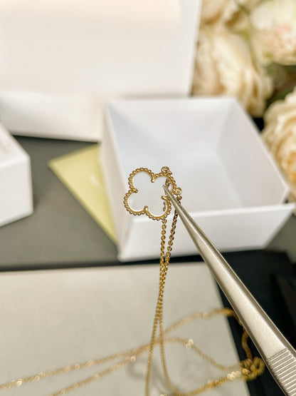 [CiCi]CLOVER ROCK CRYSTAL ROSE GOLD NECKLACE