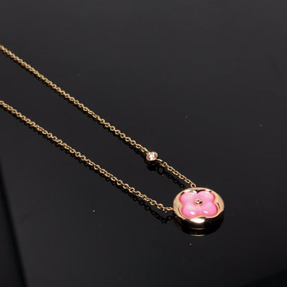 [CiCi]COLOR BLOSSOM PINK MOP SUN GOLD NECKLACE