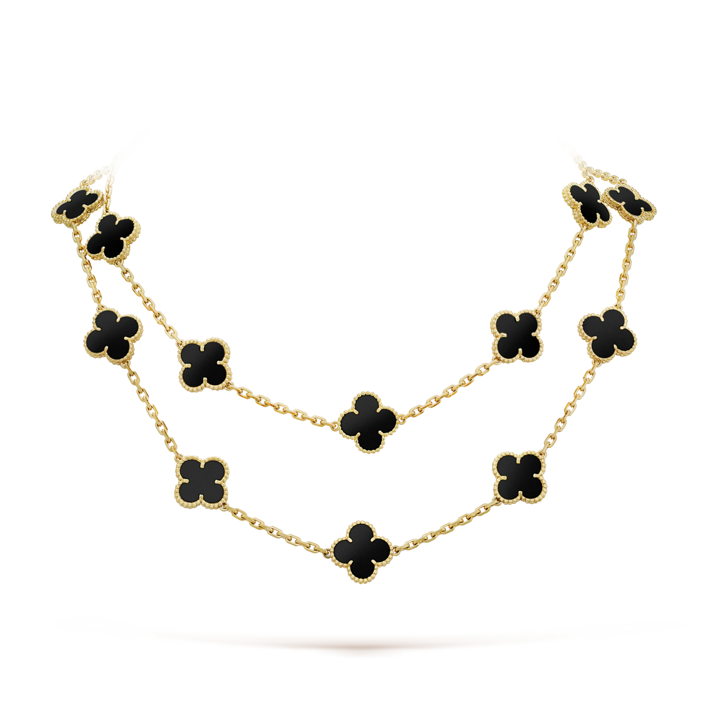 [CiCi]CLOVER 20 MOTIFS ONYX HALSKETTE