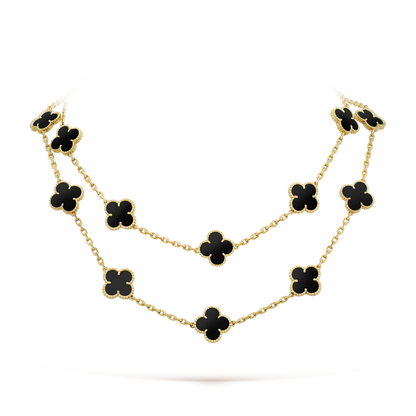 [CiCi]CLOVER 20 MOTIFS ONYX HALSKETTE