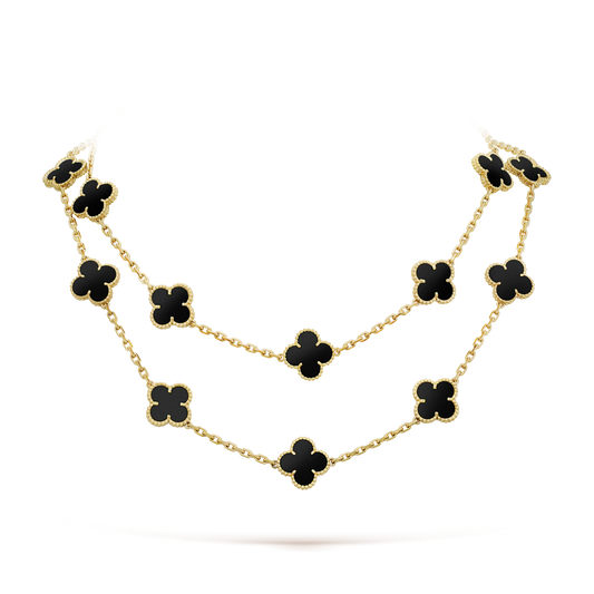 [CiCi]CLOVER 20 MOTIFS ONYX NECKLACE