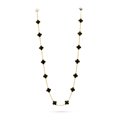 [CiCi]CLOVER 20 MOTIFS ONYX HALSKETTE