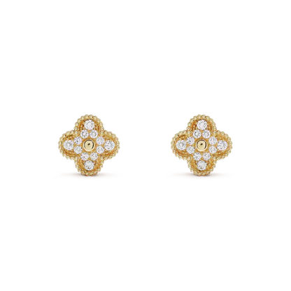 [CiCi]CLOVER MEDIUM 1 MOTIVE VOLL DIAMANT OHRRINGE
