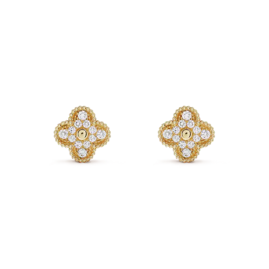 [CiCi]CLOVER MEDIUM 1 MOTIFS FUll DIAMOND EARRINGS