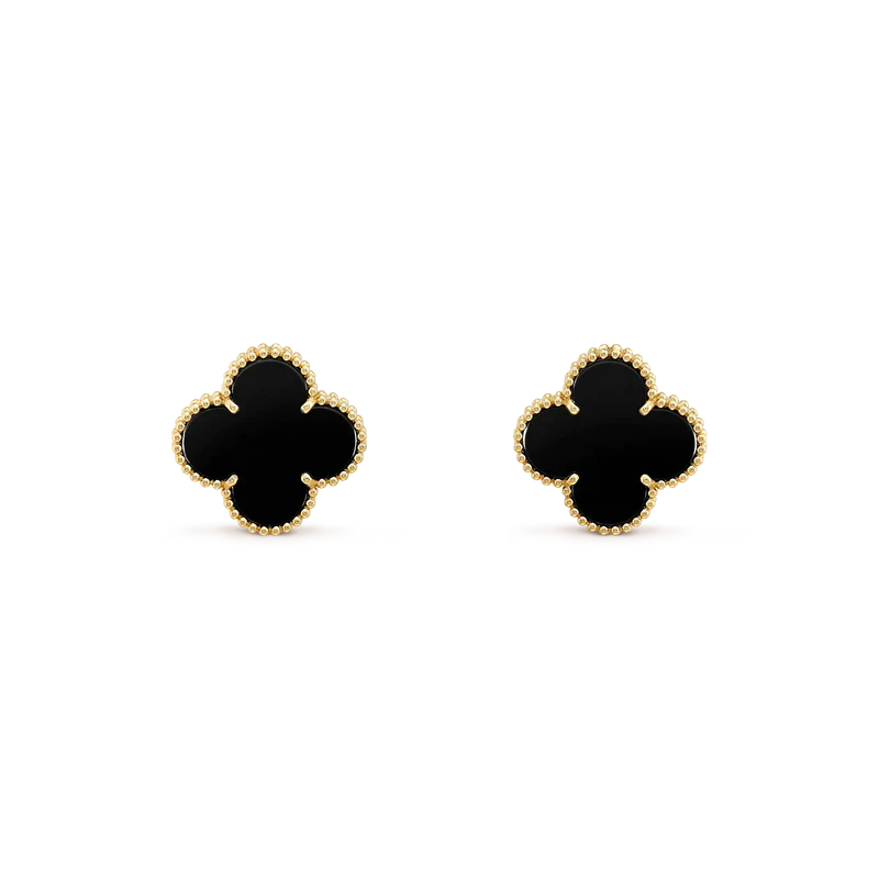 [CiCi]CLOVER MEDIUM 1 MOTIFS  ONYX STUD EARRINGS