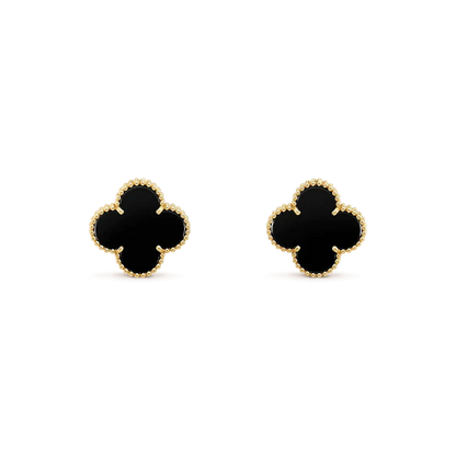 [CiCi]CLOVER MEDIUM 1 MOTIFS  ONYX STUD EARRINGS