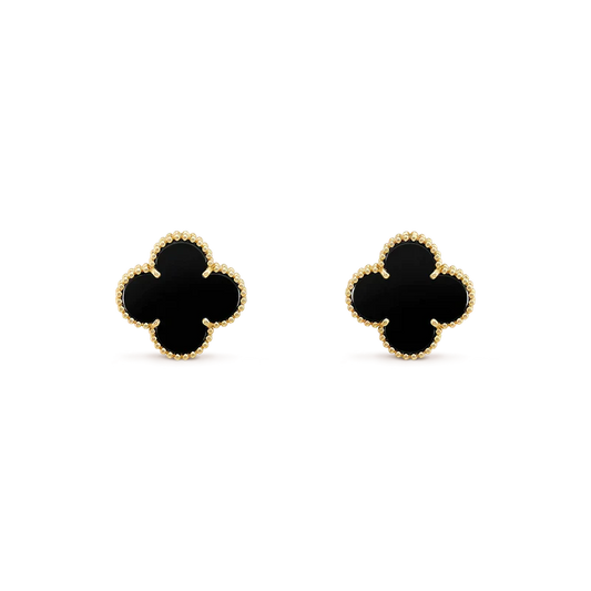 [CiCi]CLOVER MEDIUM 1 MOTIFS  ONYX STUD EARRINGS