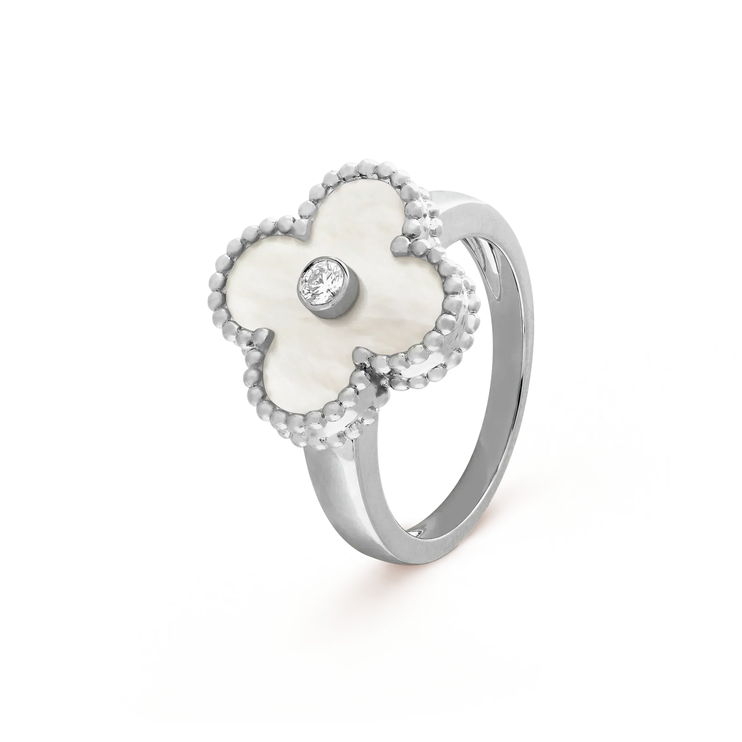 [CiCi]CLOVER SILVER MOP DIAMOND RING