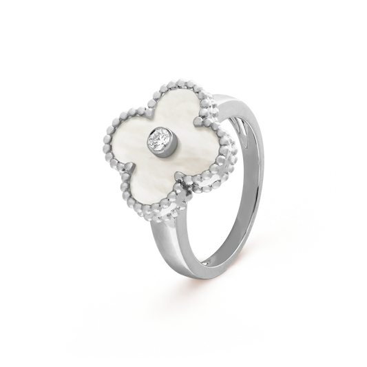 [CiCi]CLOVER SILVER MOP DIAMOND RING