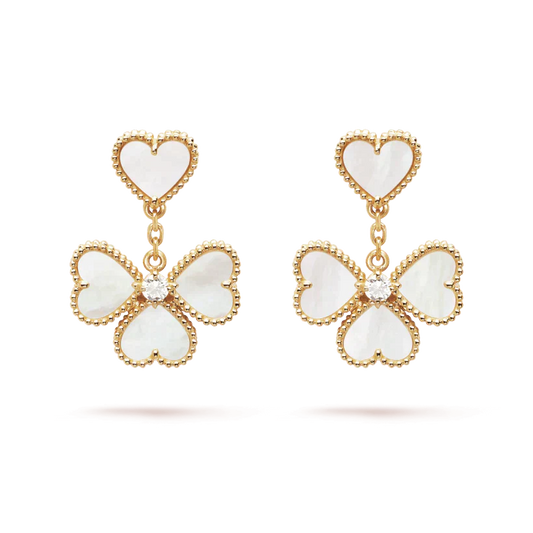 [CiCi]CLOVER SWEET WHITE MOP EARRINGS