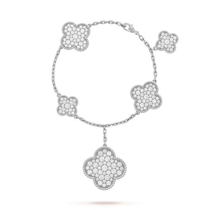 [CiCi]CLOVER 6 MOTIFS SILVER DIAMOND BRACELET