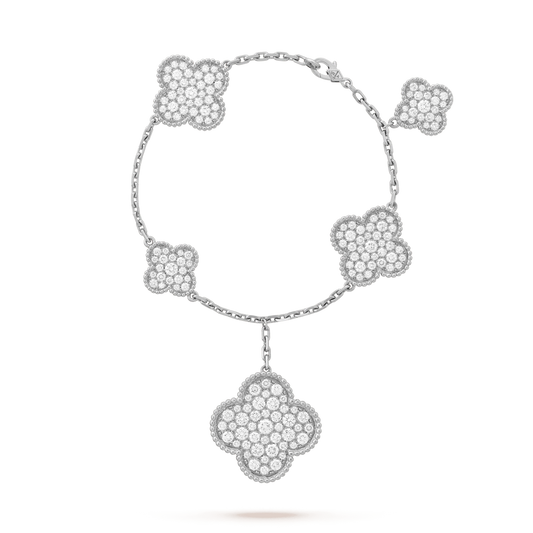 [CiCi]CLOVER 6 MOTIFS SILVER DIAMOND BRACELET