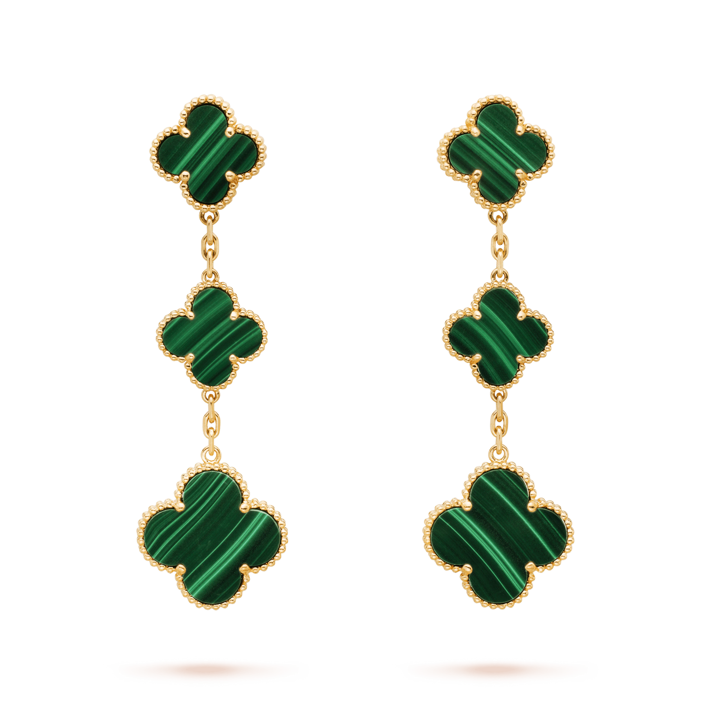 [CiCi]CLOVER MALACHITE 3 MOTIFS GOLD