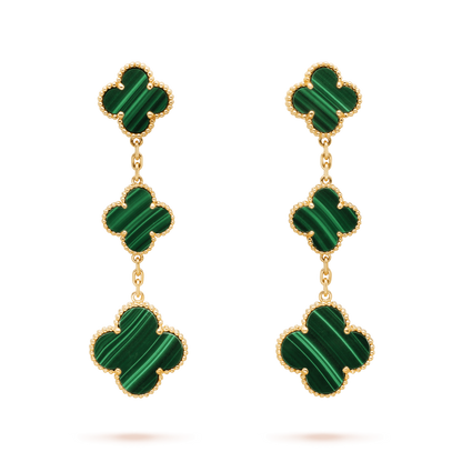 [CiCi]CLOVER MALACHITE 3 MOTIFS GOLD