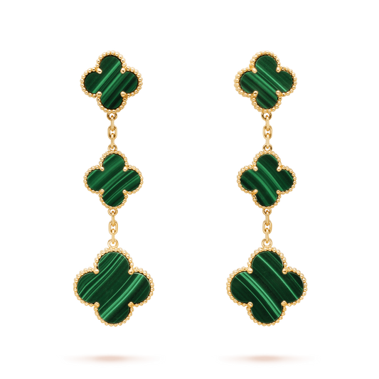 [CiCi]CLOVER MALACHITE 3 MOTIFS GOLD