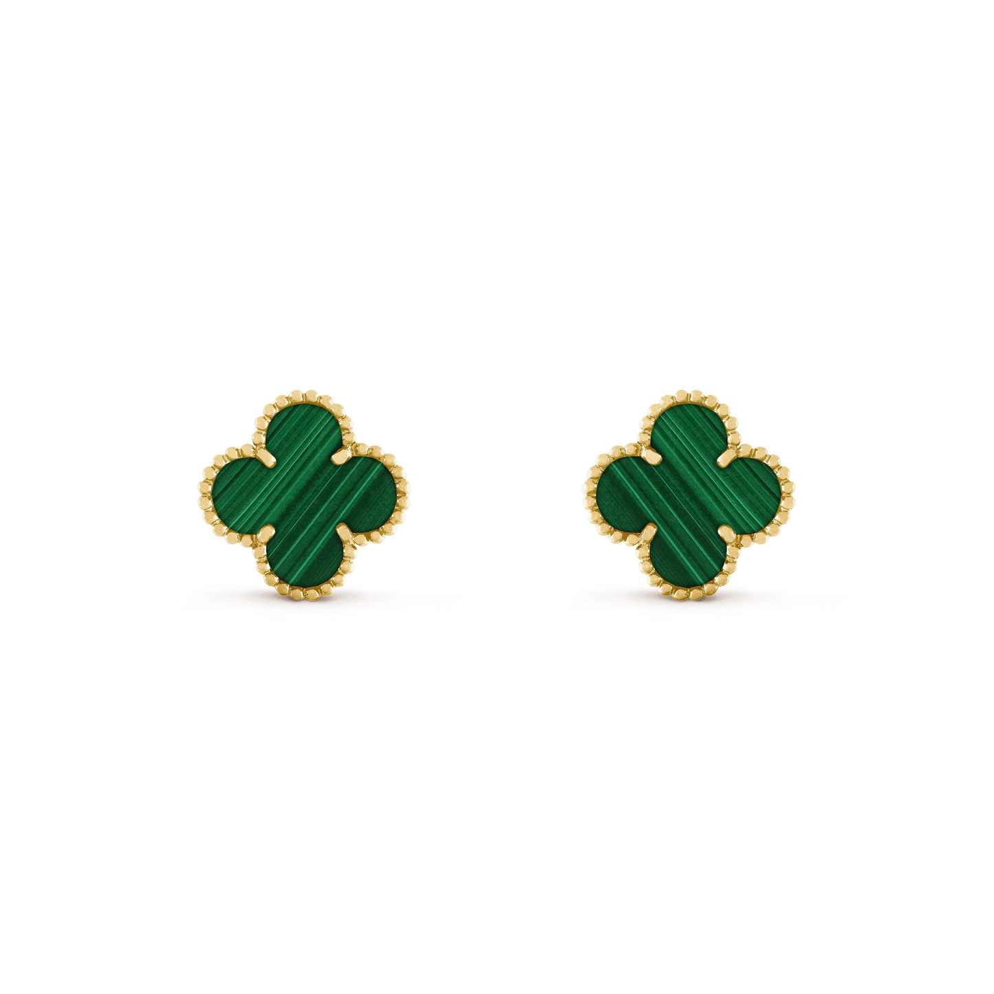 [CiCi]CLOVER MEDIUM 1 MOTIFS MALACHITE  EARRINGS