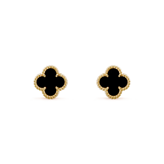 [CiCi]CLOVER MINI 9.5MM BLACK MOP EARRINGS
