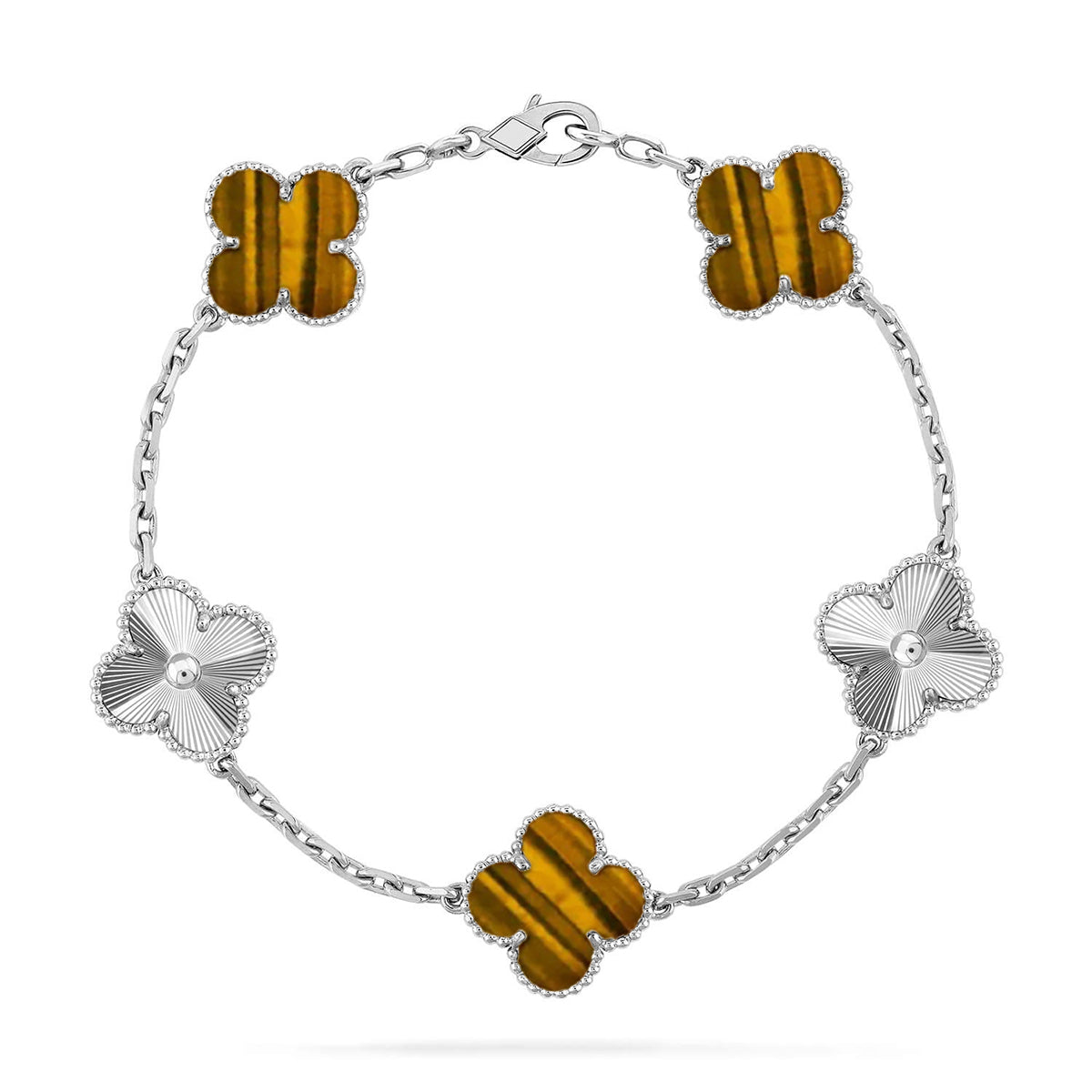 [CiCi] CLOVER 5 MOTIFS TIGER EYE BRACELET COLLECTION