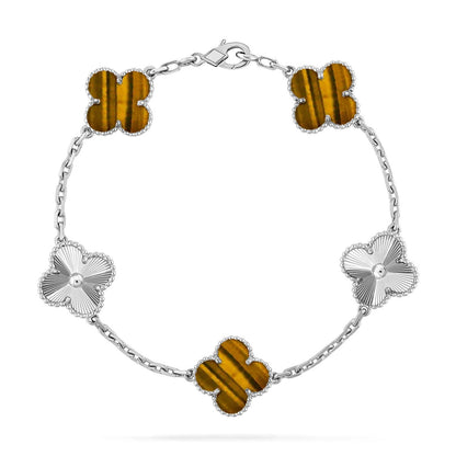[CiCi] CLOVER 5 MOTIFS TIGER EYE BRACELET COLLECTION