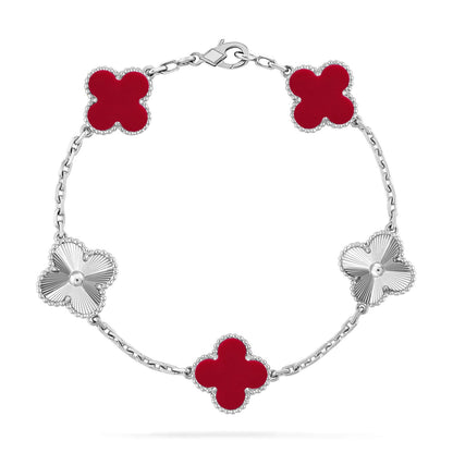 [CiCi] CLOVER 5 MOTIF RED CORNELIAN BRACELET COLLECTION