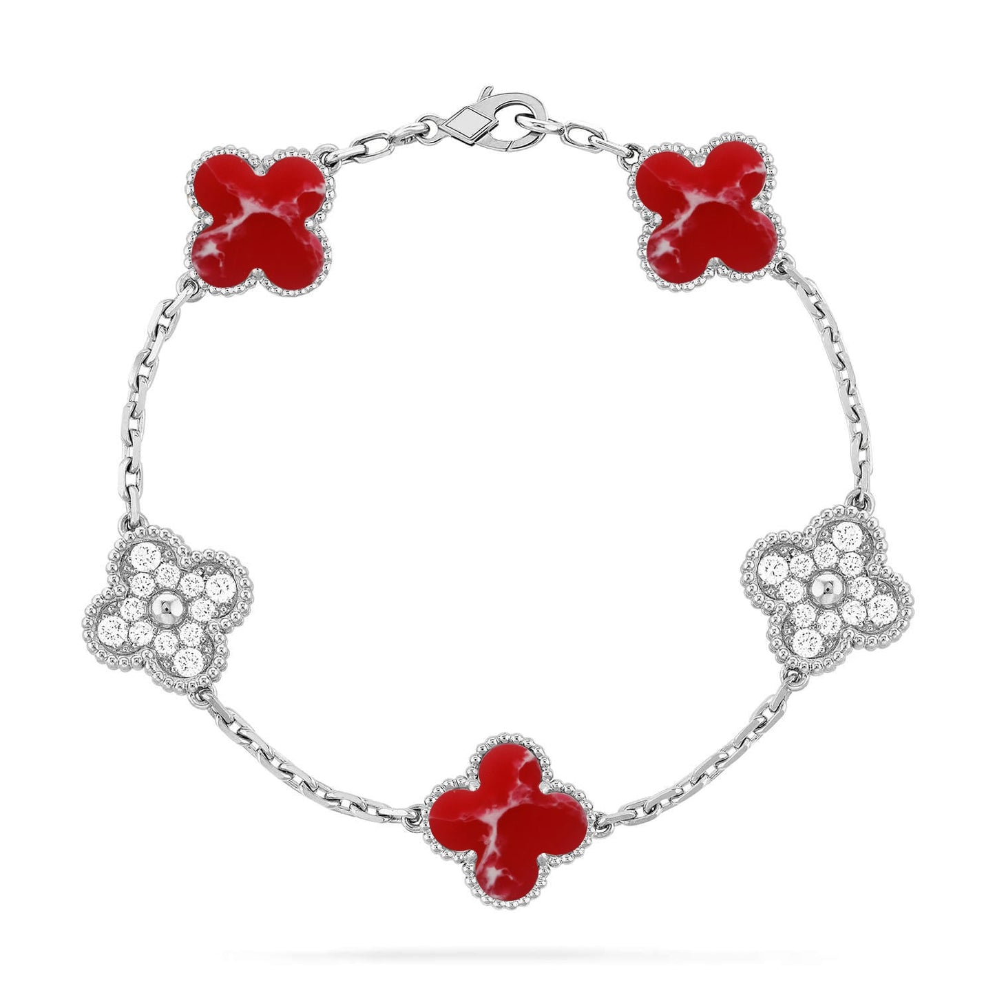 [CiCi]CLOVER 5 MOTIF RED PATTERN BRACELET COLLECTION