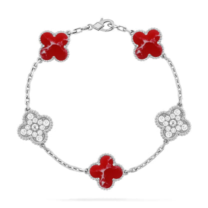 [CiCi]CLOVER 5 MOTIF RED PATTERN BRACELET COLLECTION