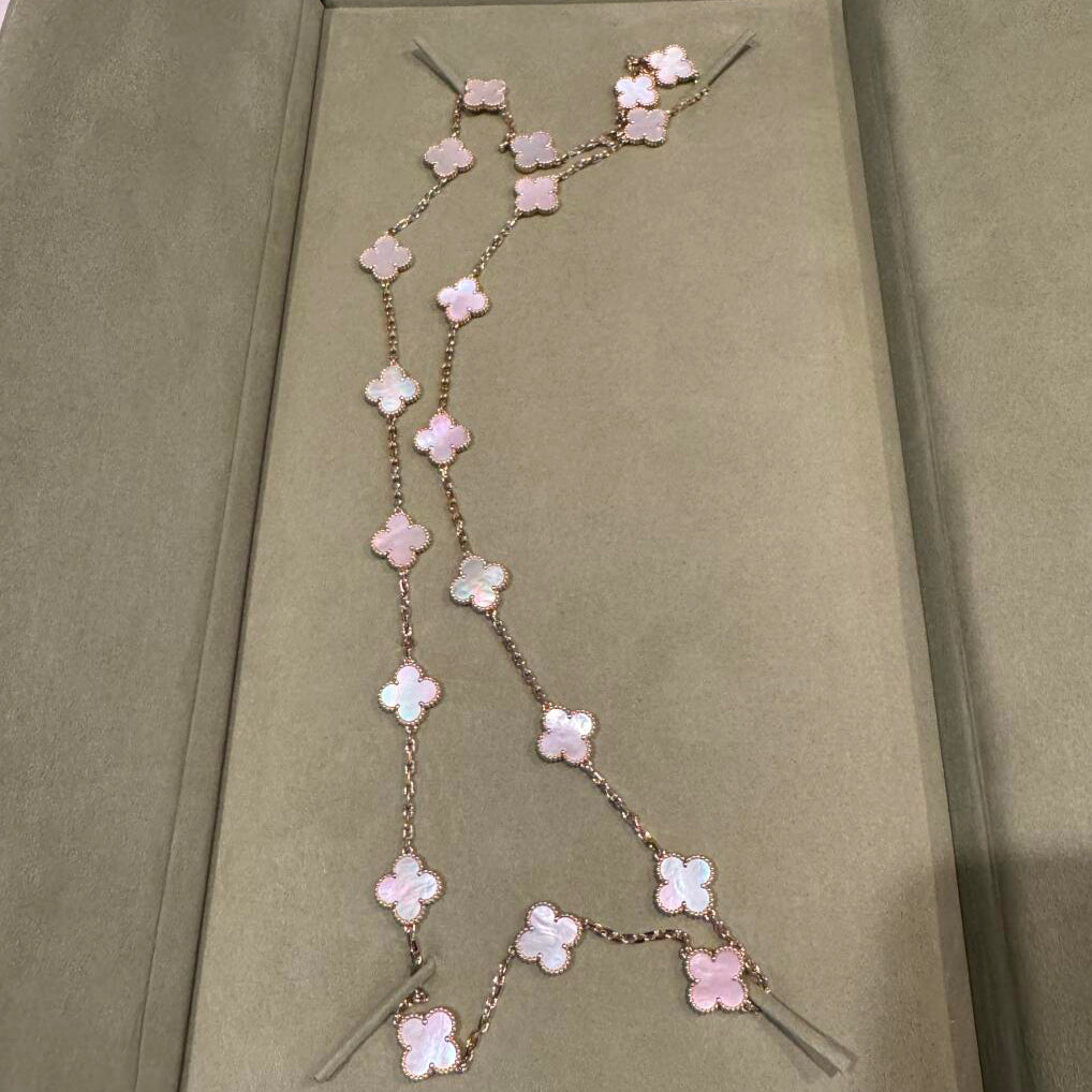 [CiCi]CLOVER 20 MOTIFS PINK MOP NECKLACE