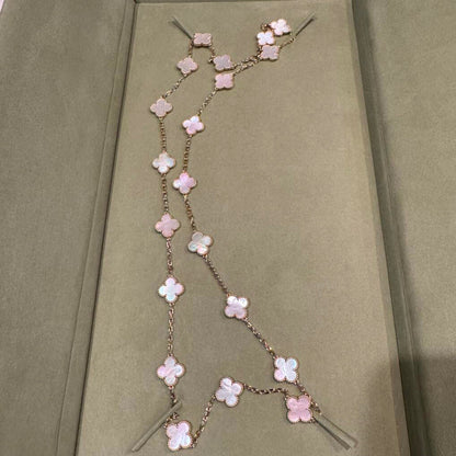 [CiCi]CLOVER 20 MOTIFS PINK MOP NECKLACE