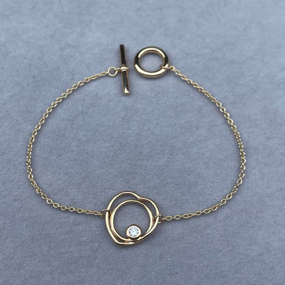 [CiCi]HOLLOW HEART SINGLE DIAMOND BRACELET