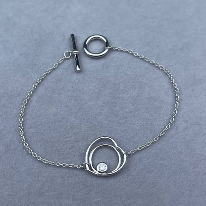 [CiCi]HOLLOW HEART SINGLE DIAMOND BRACELET