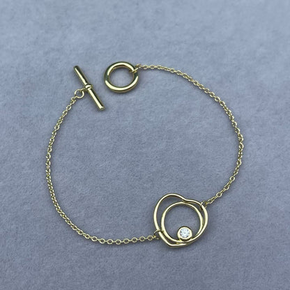 [CiCi]HOLLOW HEART SINGLE DIAMOND BRACELET