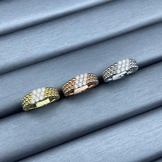 [CiCi]NARROW BEADED RING WITH DIAMONDS