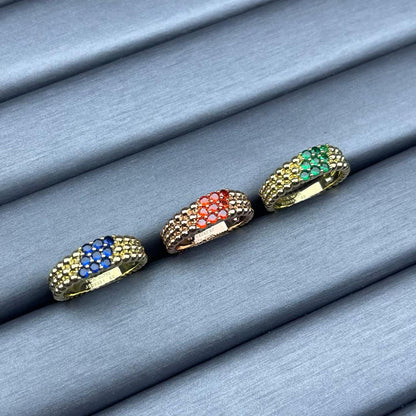 [CiCi]NARROW BEADED RING WITH DIAMONDS